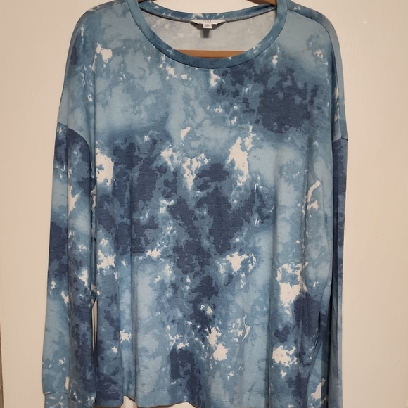 Time and Tru Blue Long Sleeve Relaxed Sweatshirt - Picture 1 of 5